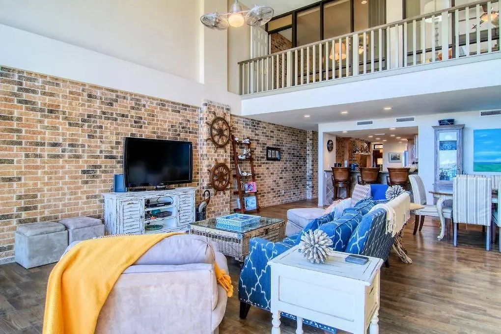 Floor To Ceiling Arched Window Panoramic View Of The Coast In Split Level Penthouse Port Aransas